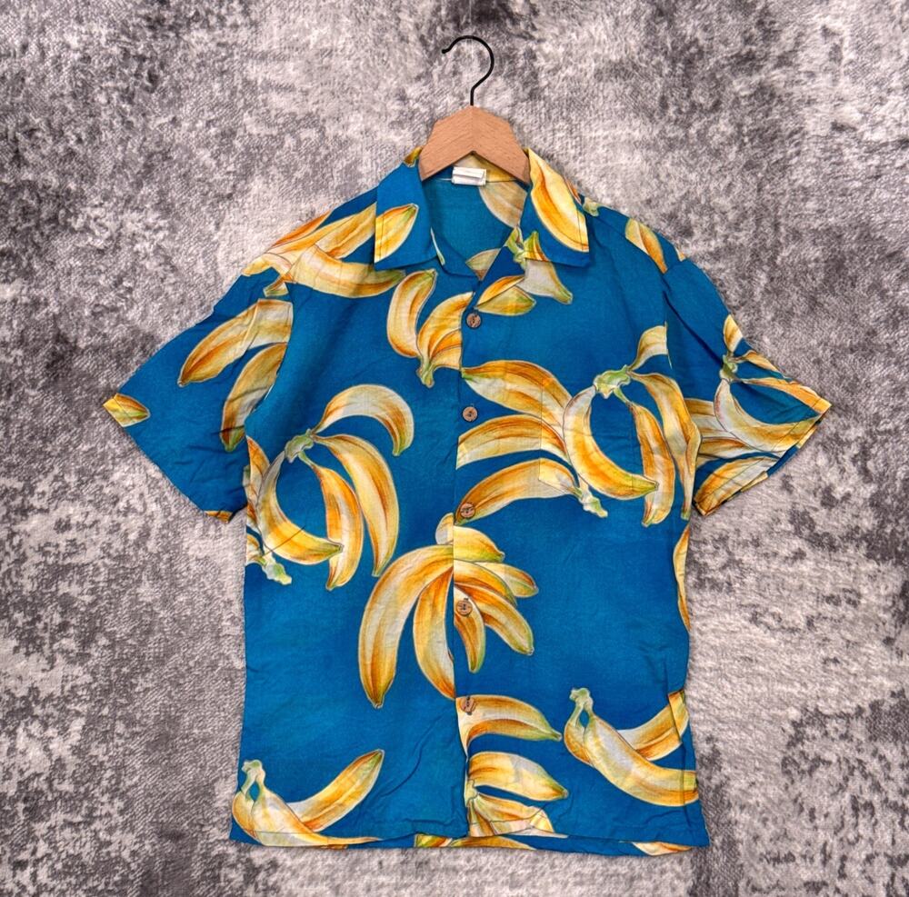 Vintage Sundek Camp Collar Shirt Small Mens Banana Print Made in USA